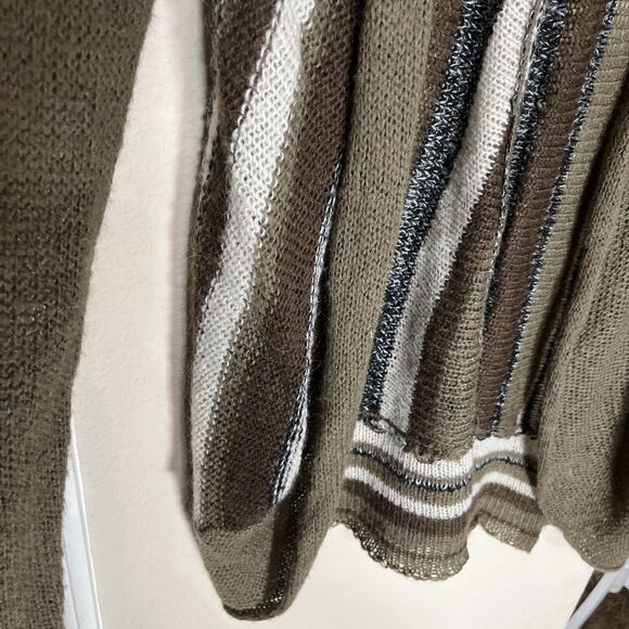 Aventura wool mohair blend Cardigan Sweater Brown Striped women's S Lagenlook - Picture 4 of 8